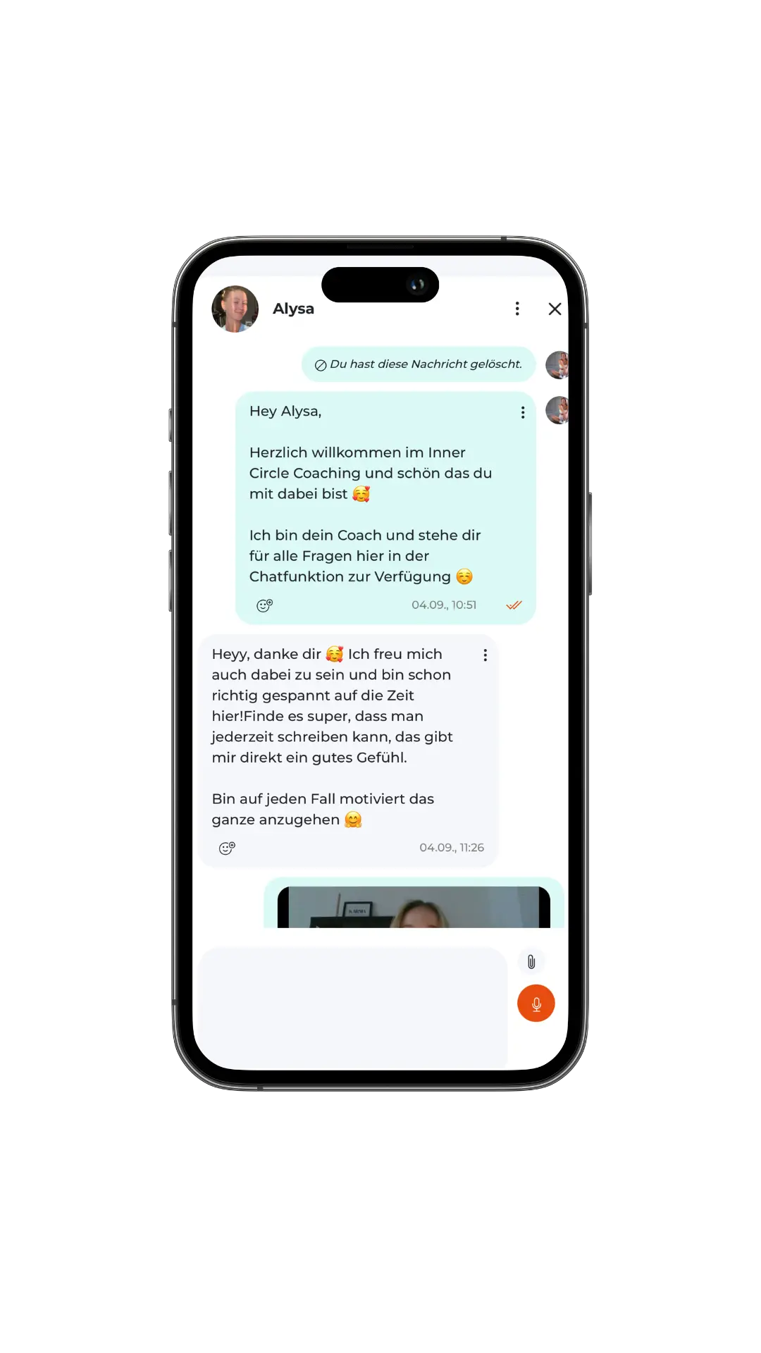 IC App Chat-Funktion - 24/7 Betreuung durch deine persönliche Head Coachin